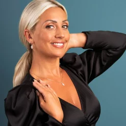 Pan Jewelry – Øreringer i gult gull med zirkonia
