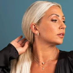 Pan Jewelry – Øreringer i gult gull med zirkonia