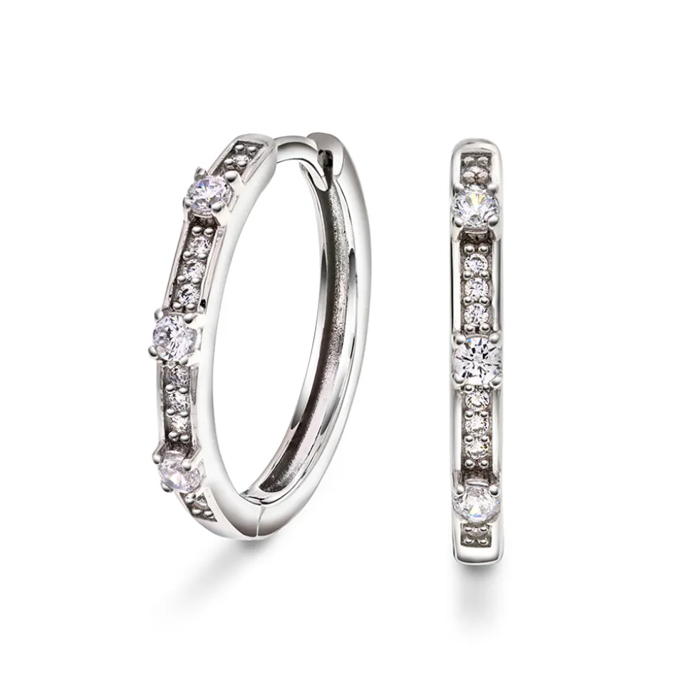 PAN Jewelry – Øreringer i sølv med zirkonia – 18 mm