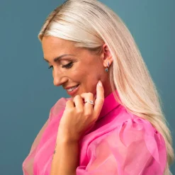 PAN Jewelry – Ring i forgyldt sølv med zirkonia, baguette
