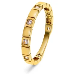 Pan Jewelry – Ring i gult gull med zirkonia