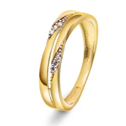 Pan Jewelry – Ring i gult gull med zirkonia