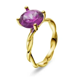 Pan Jewelry – Ring i gult gull med syntetisk alexandritt, lilla