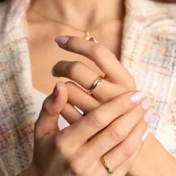 Pan Jewelry – Ring i gult gull med zirkonia