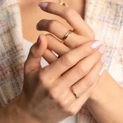 Pan Jewelry – Ring i gult gull med zirkonia