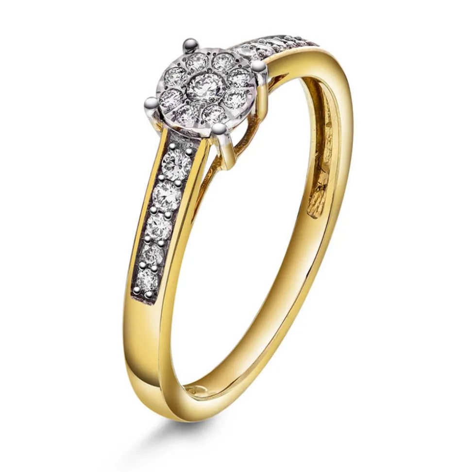 Pan Jewelry – Ring i 14k gult gull med diamanter, 0,20ct
