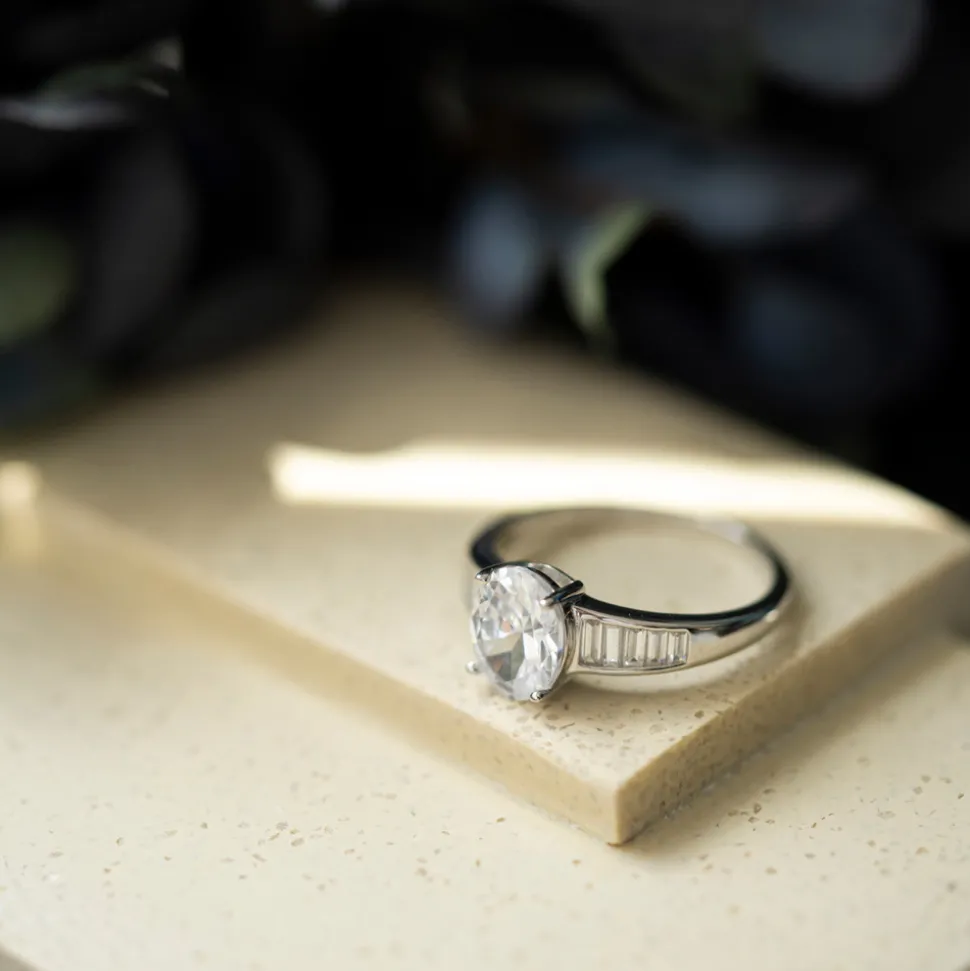 Pan Jewelry – Ring i sølv med zirkonia, baguette