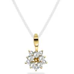Pan Jewelry – Rosett anheng i gult gull med hvit zirkonia – NB: Kun anheng!