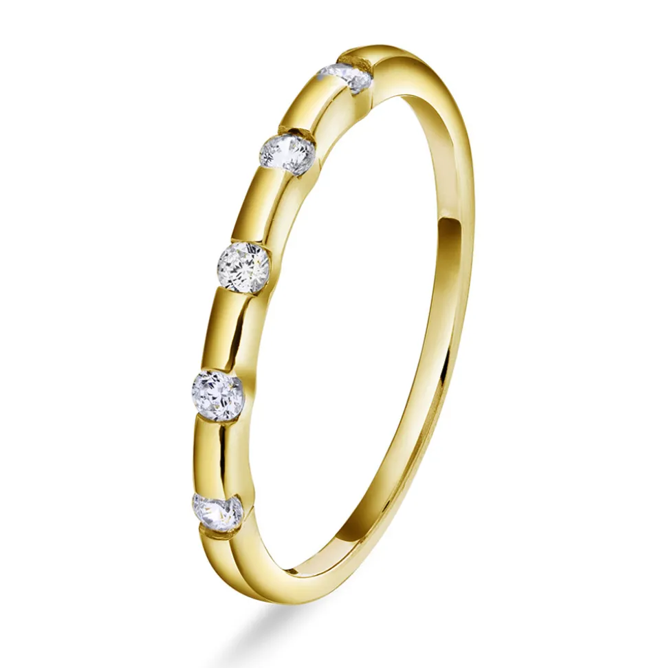 PAN Jewelry – Tynn ring i forgyldt sølv med zirkonia
