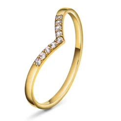 Pan Jewelry – V-ring i 14k gult gull med zirkonia