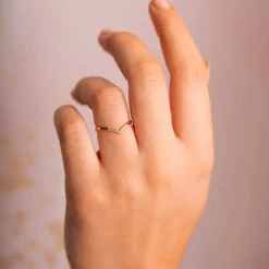 Pan Jewelry – V-ring i 14k gult gull med zirkonia