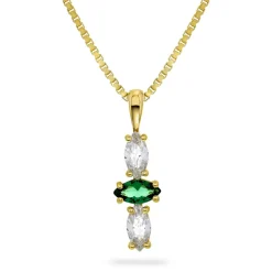 PAN Jewelry Classic – Halssmykke i forgylt sølv med grønn zirkonia