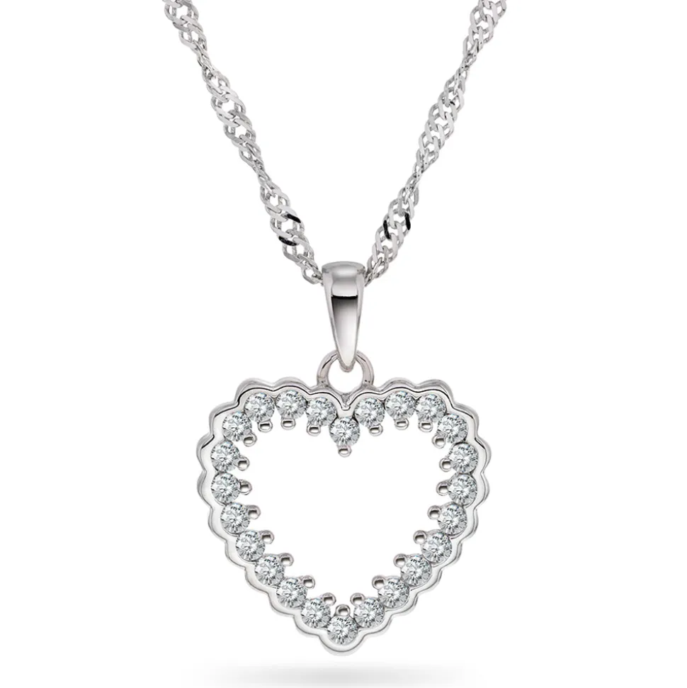 PAN Jewelry Classic – Juliane halssmykke i sølv med zirkonia, hjerte