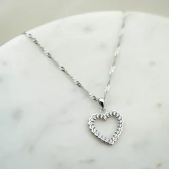 PAN Jewelry Classic – Juliane halssmykke i sølv med zirkonia, hjerte