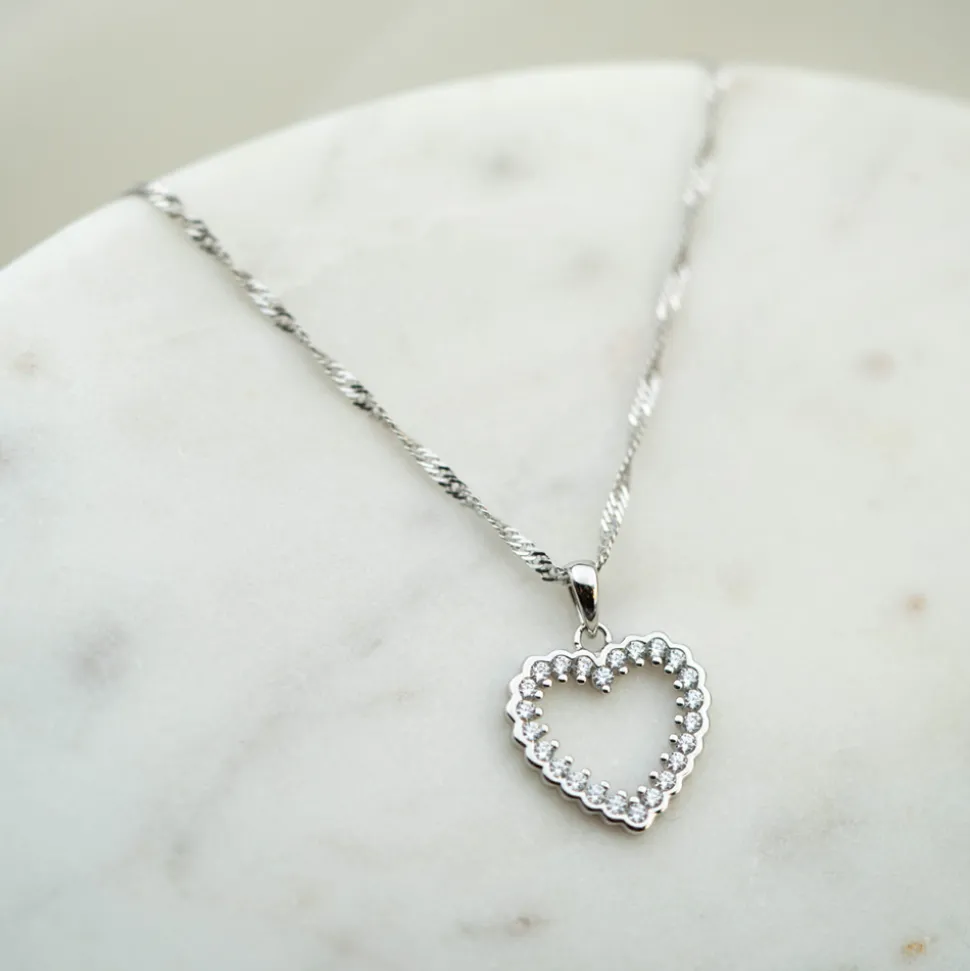 PAN Jewelry Classic – Juliane halssmykke i sølv med zirkonia, hjerte