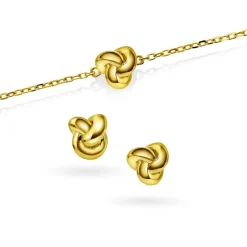 Pan Jewelry Classic – Knute sett med ørepynt og armbånd i forgylt sølv