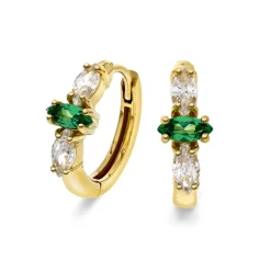 PAN Jewelry Classic – Øreringer i forgylt sølv med grønn zirkonia