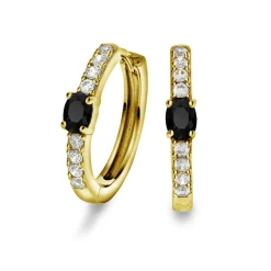 PAN Jewelry Classic – Øreringer i forgylt sølv med sort zirkonia