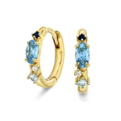 PAN Jewelry Classic – Øreringer i forgylt sølv med blå zirkonia