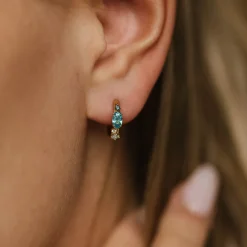 PAN Jewelry Classic – Øreringer i forgylt sølv med blå zirkonia