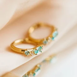 PAN Jewelry Classic – Øreringer i forgylt sølv med blå zirkonia