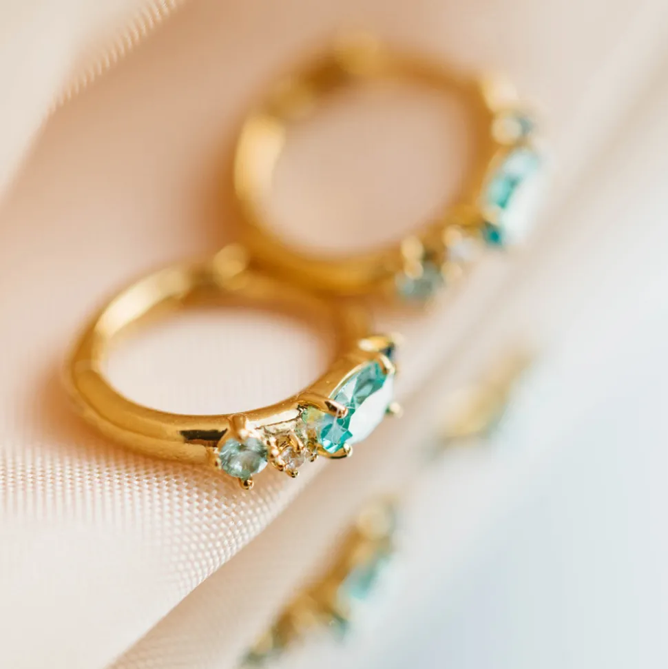 PAN Jewelry Classic – Øreringer i forgylt sølv med blå zirkonia
