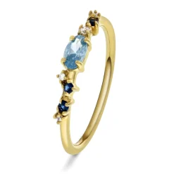 PAN Jewelry Classic – Ring i forgylt sølv med blå zirkonia