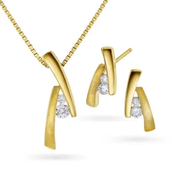Pan Jewelry Classic – Smykkesett i forgylt sølv med zirkonia