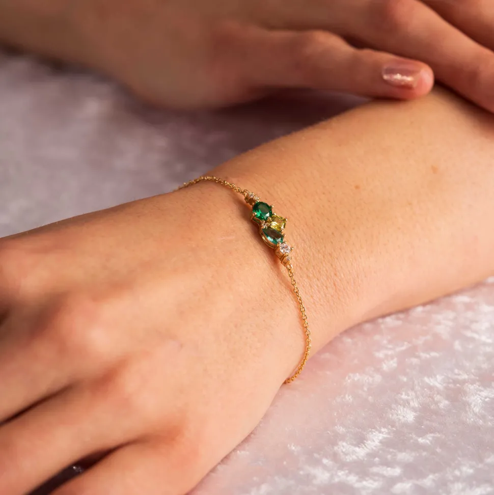Pan Jewelry Glam – Armbånd i forgylt sølv med grønne toner
