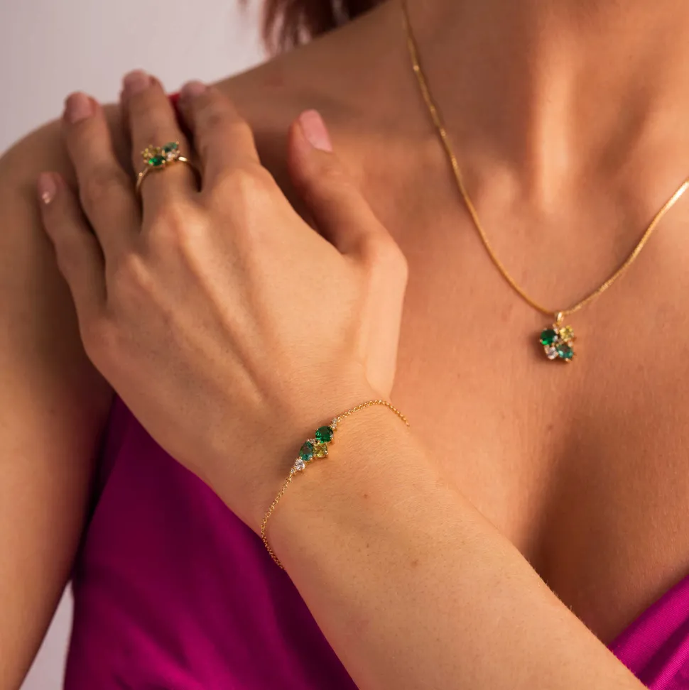 Pan Jewelry Glam – Armbånd i forgylt sølv med grønne toner