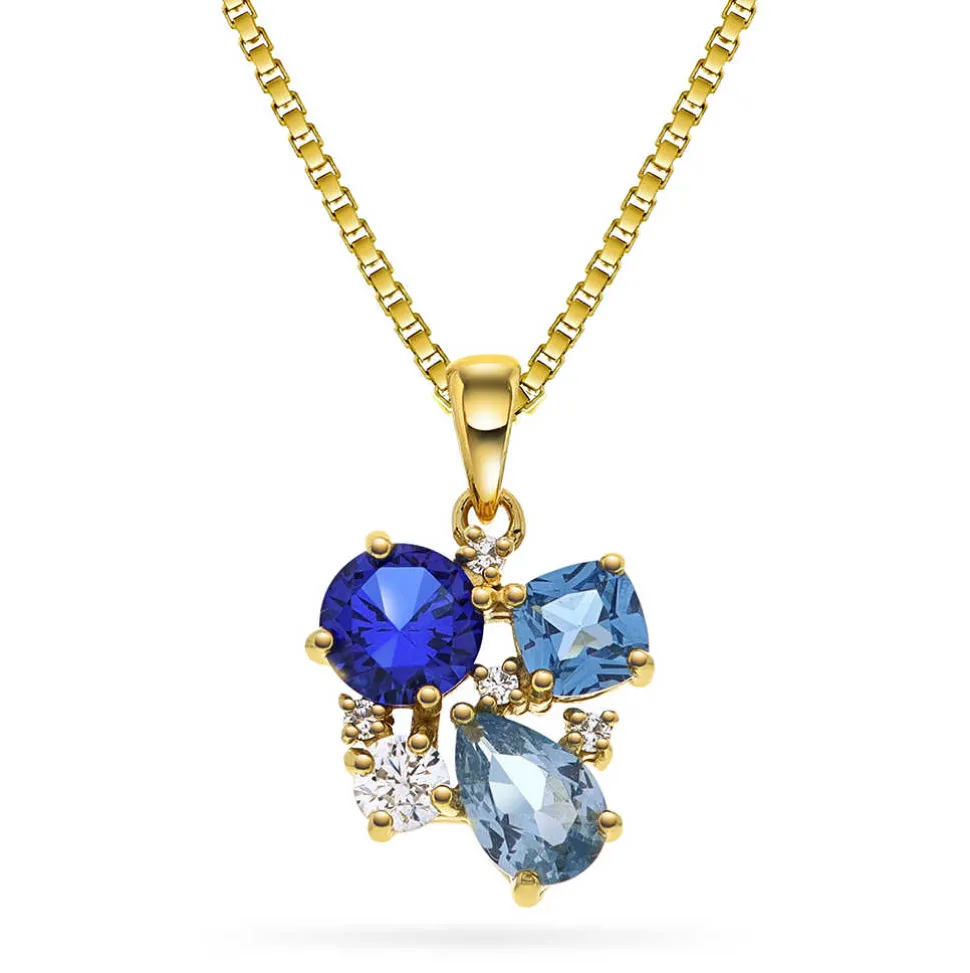 Pan Jewelry Glam – Halssmykke i forgylt sølv med blå toner