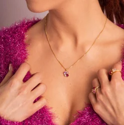 Pan Jewelry Glam – Halssmykke i forgylt sølv med rosa toner