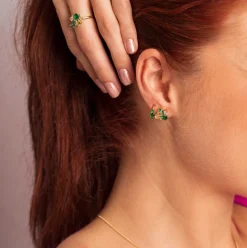 Pan Jewelry Glam – Ørepynt i forgylt sølv med grønne toner