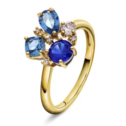 Pan Jewelry Glam – Ring i forgylt sølv med blå toner