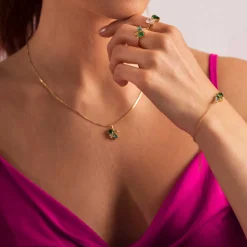 Pan Jewelry Glam – Ring i forgylt sølv med grønne toner