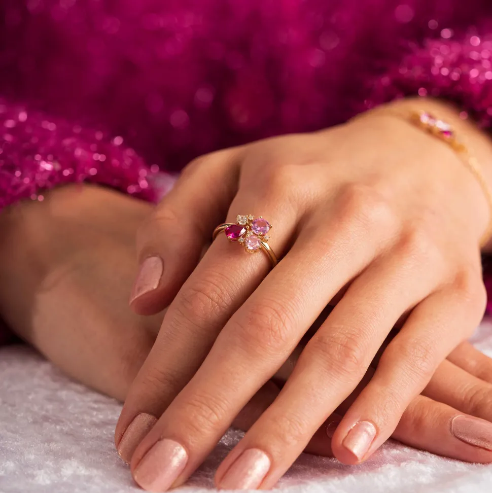 Pan Jewelry Glam – Ring i forgylt sølv med rosa toner