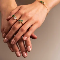 Pan Jewelry Glam – Ring i forgylt sølv med grønne toner