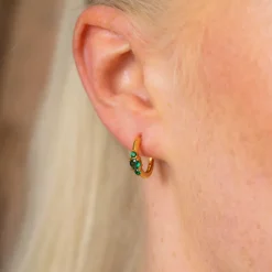 Pan Jewelry Glam – Rio Radiance ørepynt i forgylt sølv med grønn zirkonia
