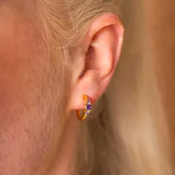 Pan Jewelry Glam – Rio Radiance ørepynt i forgylt sølv med lilla zirkonia