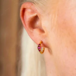 Pan Jewelry Glam – Rio Radiance ørepynt i forgylt sølv med rosa zirkonia