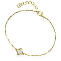 Pan Jewelry Trend – Armbånd i forgyldt sølv med perlemor, kløver
