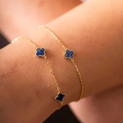 Pan Jewelry Trend – Armbånd i forgyldt sølv med havblå kløver