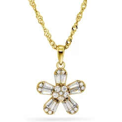 PAN Jewelry Trend – Dina halssmykke i foryglt sølv med zirkonia, blomst
