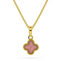 Pan Jewelry Trend – Halssmykke i forgyldt sølv med dus rosa kløver