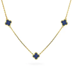 Pan Jewelry Trend – Halssmykke i forgyldt sølv med havblå kløver