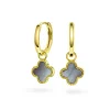 Pan Jewelry Trend – Ørepynt i forgyldt sølv med grå perlemor kløver