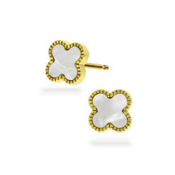 Pan Jewelry Trend – Ørepynt i forgyldt sølv med perlemor, kløver