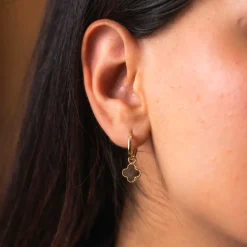 Pan Jewelry Trend – Ørepynt i forgyldt sølv med grå perlemor kløver