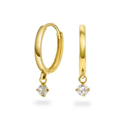 Pan Jewlery – Øreringer i gult gull med zirkonia