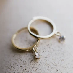 Pan Jewlery – Øreringer i gult gull med zirkonia